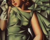 Young Lady with Gloves - 塔梅拉·德·莱姆皮卡